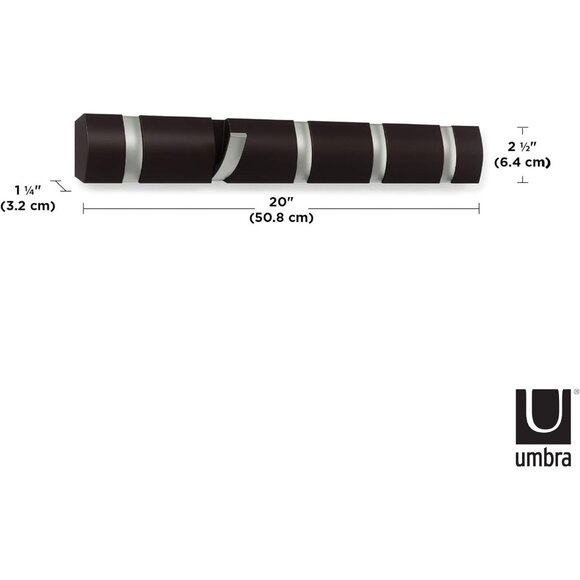 Flip Wall-Mounted Coat Rack with 5 Hooks – Modern, Space-Saving Storage for Hats - Picture 3 of 8